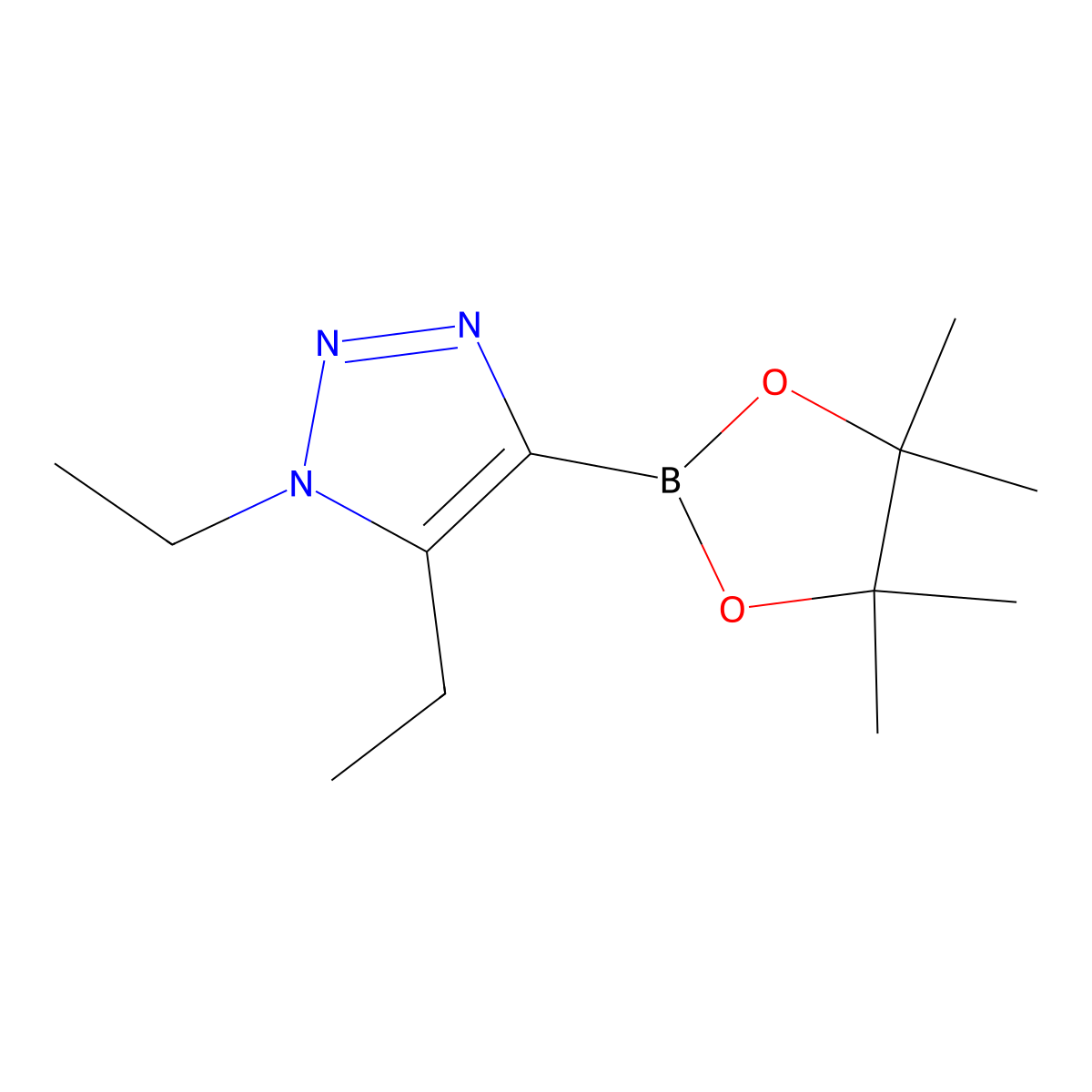 1,5-diethyl-4-(4,4,5,5-tetramethyl-1,3,2-dioxaborolan-2-yl)-1H-1,2,3-triazole molecular structure, CAS 2460671-31-0