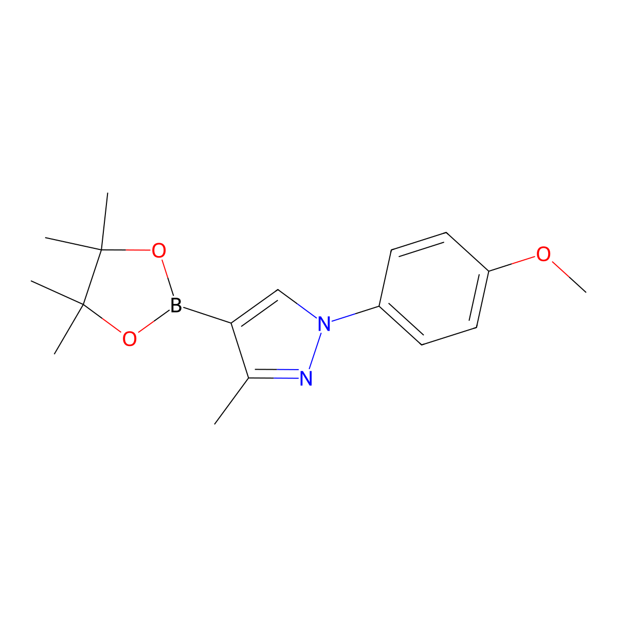 1-(4-methoxyphenyl)-3-methyl-4-(4,4,5,5-tetramethyl-1,3,2-dioxaborolan-2-yl)-1H-pyrazole molecular structure, CAS 2460671-35-4