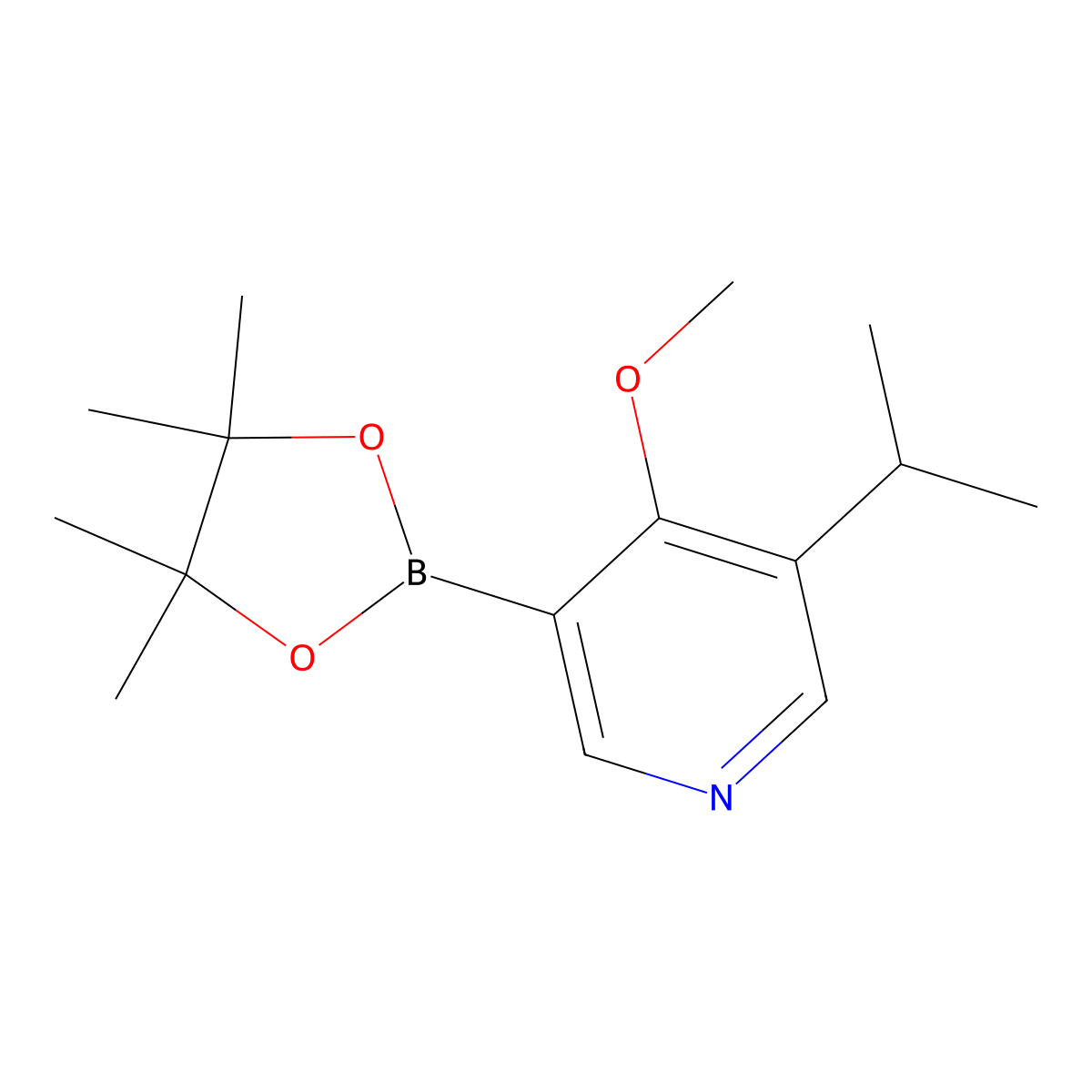 3-Isopropyl-4-methoxy-5-(4,4,5,5-tetramethyl-1,3,2-dioxaborolan-2-yl)pyridine molecular structure, CAS 2460671-36-5
