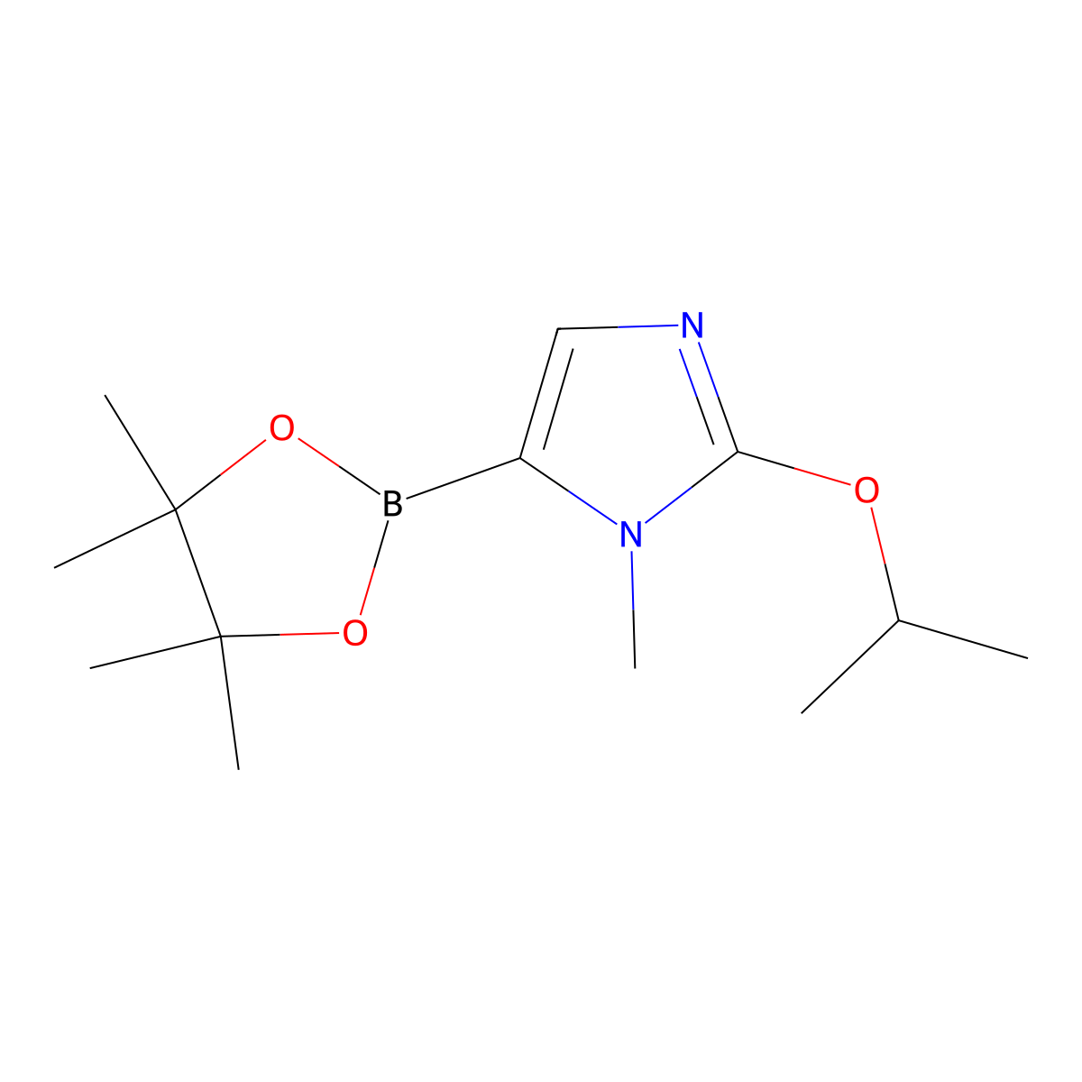 2-isopropoxy-1-methyl-5-(4,4,5,5-tetramethyl-1,3,2-dioxaborolan-2-yl)-1H-imidazole molecular structure, CAS 2460671-39-8