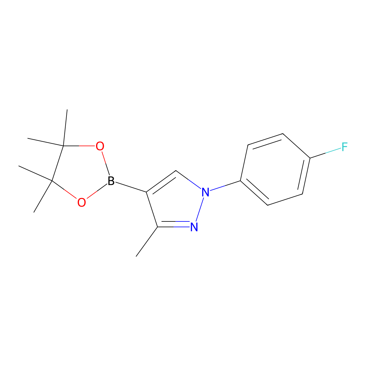 1-(4-fluorophenyl)-3-methyl-4-(4,4,5,5-tetramethyl-1,3,2-dioxaborolan-2-yl)-1H-pyrazole molecular structure, CAS 2460671-41-2