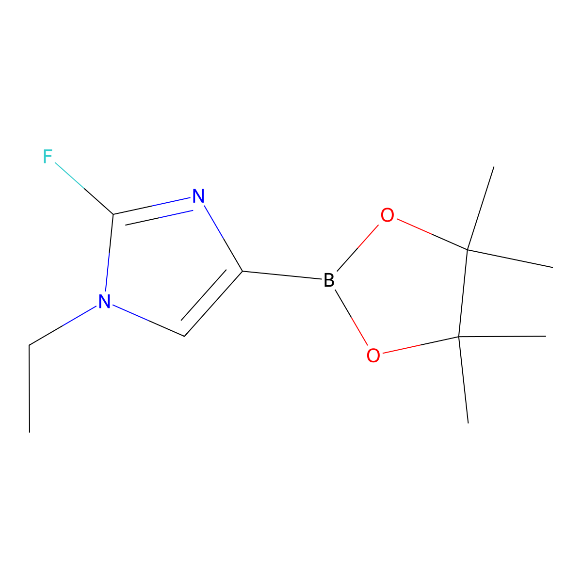 1-ethyl-2-fluoro-4-(4,4,5,5-tetramethyl-1,3,2-dioxaborolan-2-yl)-1H-imidazole molecular structure, CAS 2460671-45-6