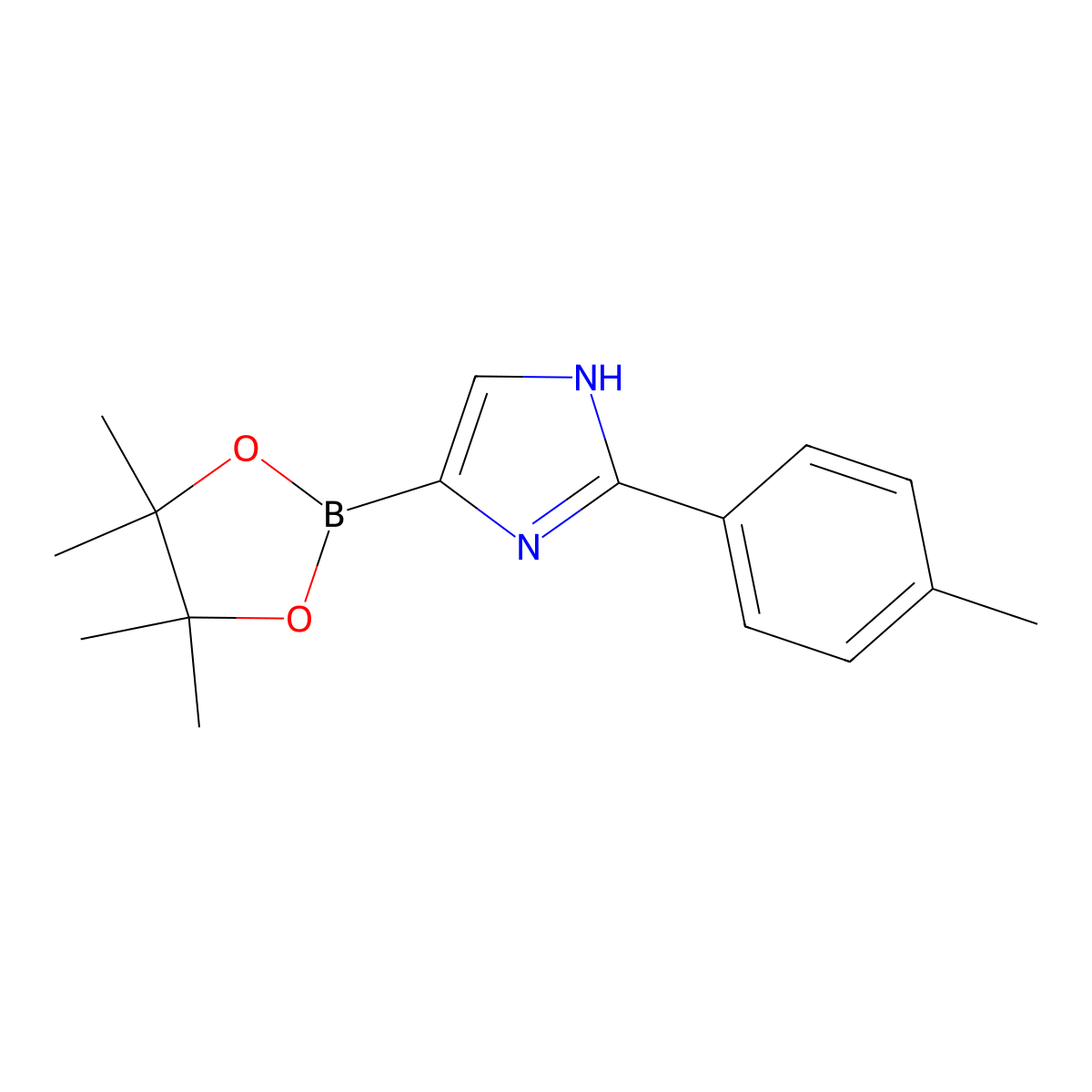 4-(4,4,5,5-tetramethyl-1,3,2-dioxaborolan-2-yl)-2-(p-tolyl)-1H-imidazole molecular structure, CAS 2460671-55-8
