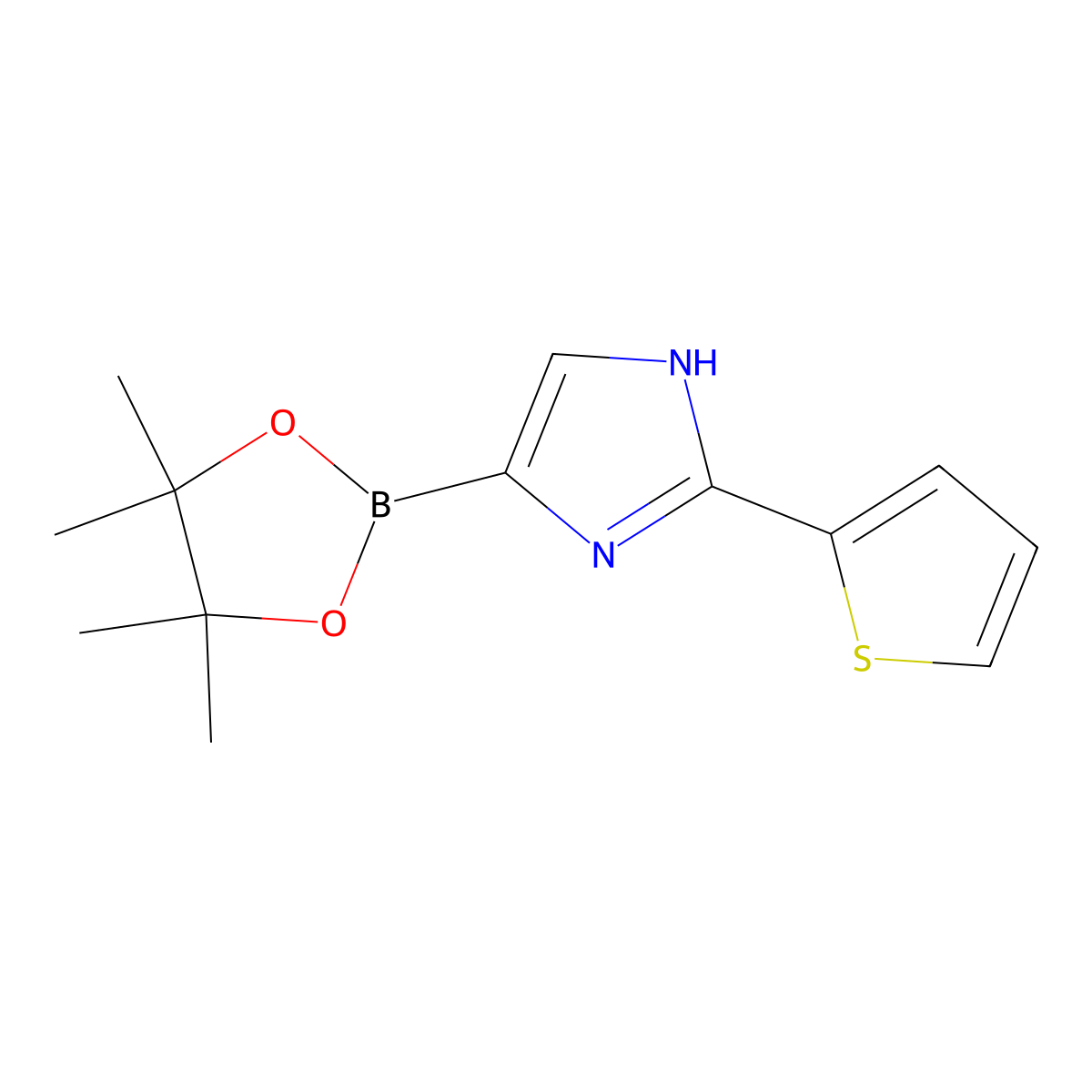 4-(4,4,5,5-tetramethyl-1,3,2-dioxaborolan-2-yl)-2-(thiophen-2-yl)-1H-imidazole molecular structure, CAS 2460671-56-9
