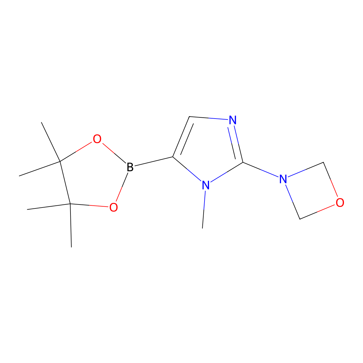 3-(1-methyl-5-(4,4,5,5-tetramethyl-1,3,2-dioxaborolan-2-yl)-1H-imidazol-2-yl)-1,3-oxazetidine molecular structure, CAS 2460671-63-8