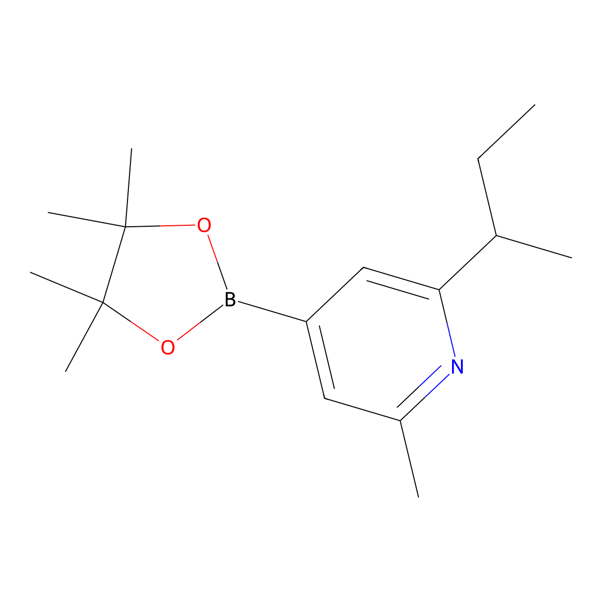 2-(Sec-butyl)-6-methyl-4-(4,4,5,5-tetramethyl-1,3,2-dioxaborolan-2-yl)pyridine molecular structure, CAS 2460671-66-1