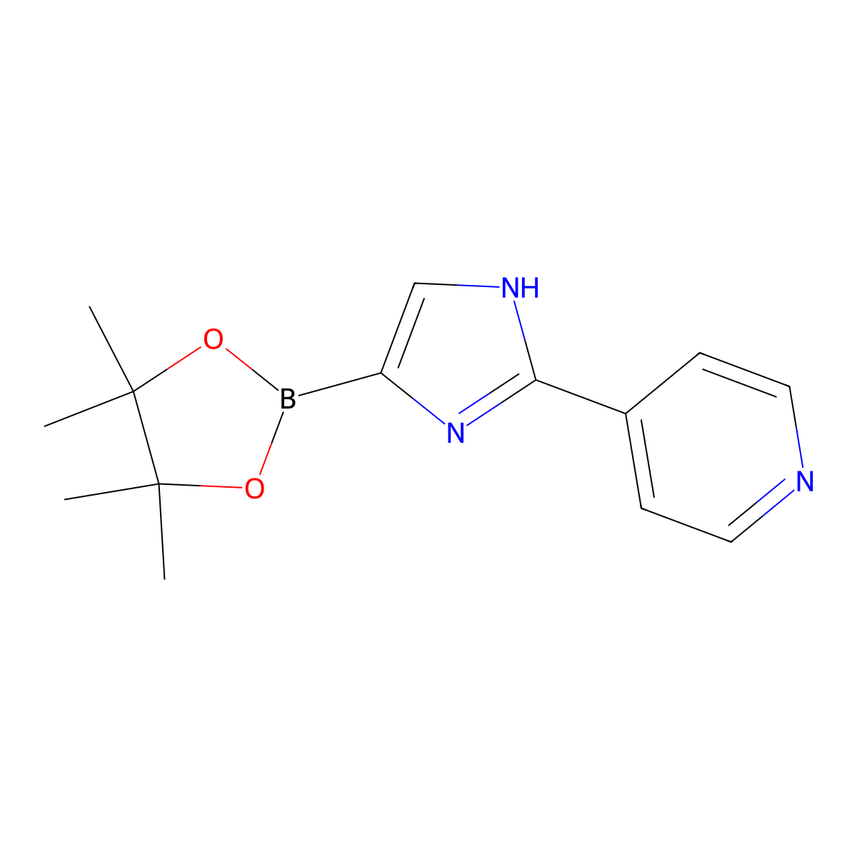 4-(4-(4,4,5,5-tetramethyl-1,3,2-dioxaborolan-2-yl)-1H-imidazol-2-yl)pyridine molecular structure, CAS 2460671-67-2