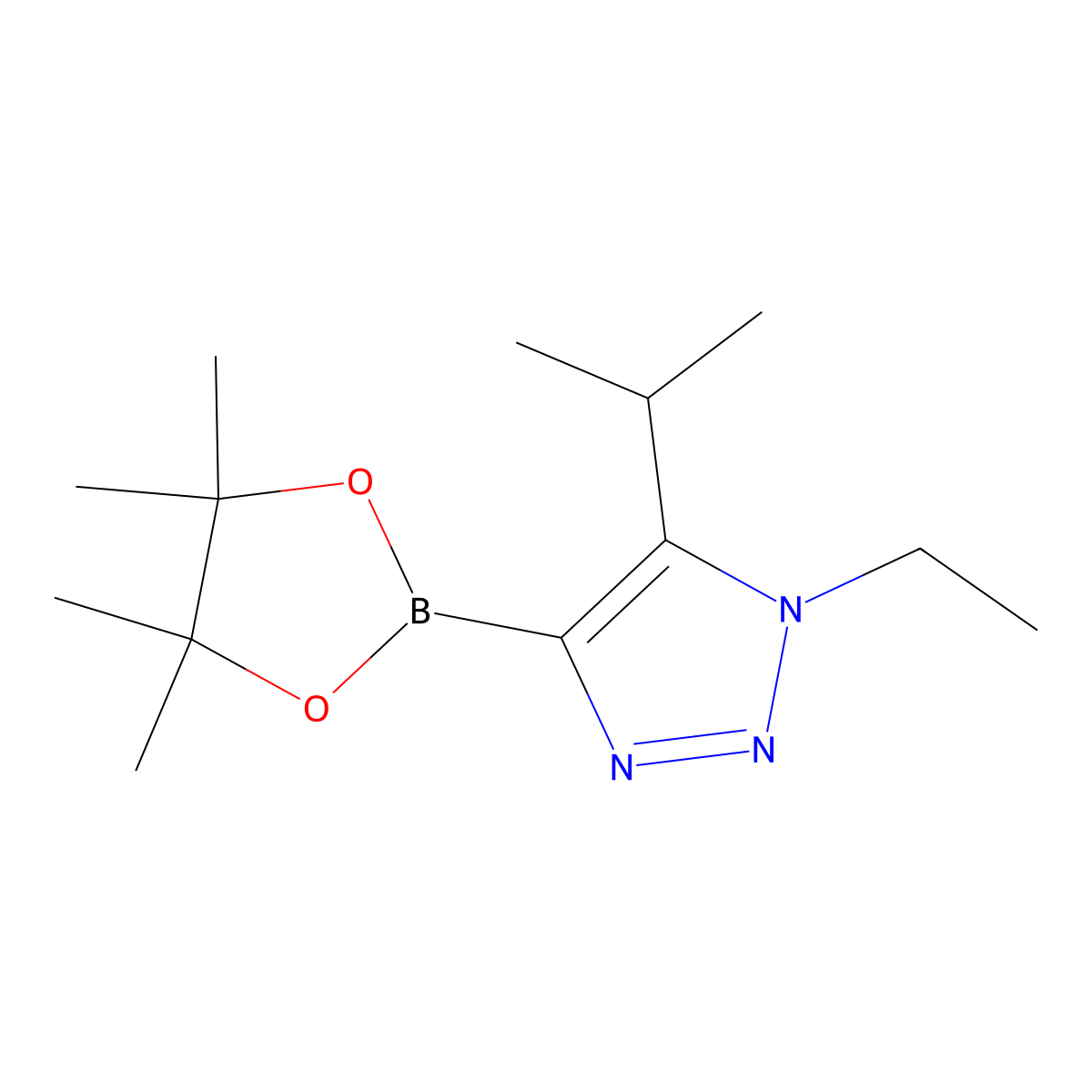 1-ethyl-5-isopropyl-4-(4,4,5,5-tetramethyl-1,3,2-dioxaborolan-2-yl)-1H-1,2,3-triazole molecular structure, CAS 2460671-71-8