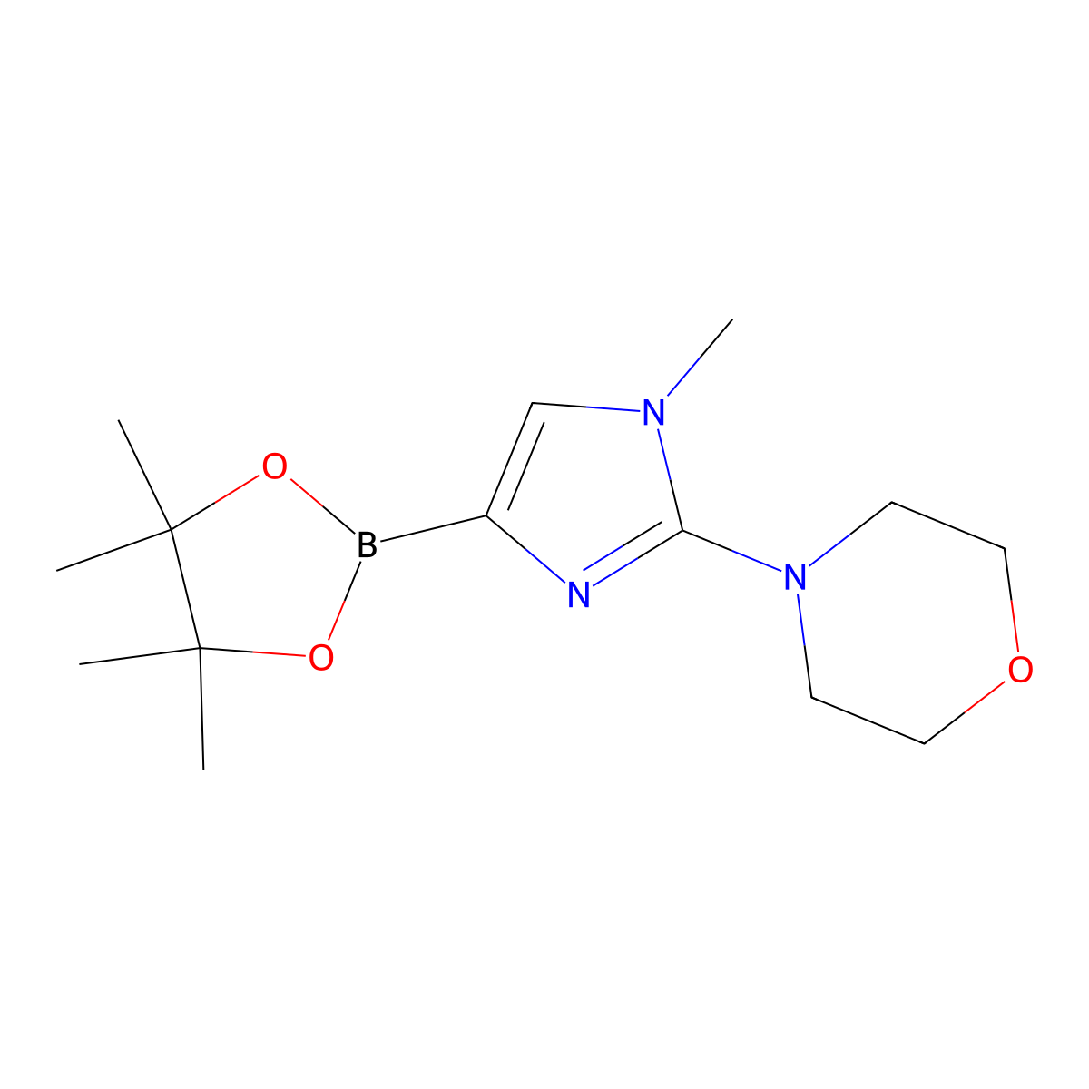 4-(1-methyl-4-(4,4,5,5-tetramethyl-1,3,2-dioxaborolan-2-yl)-1H-imidazol-2-yl)morpholine molecular structure, CAS 2460671-73-0