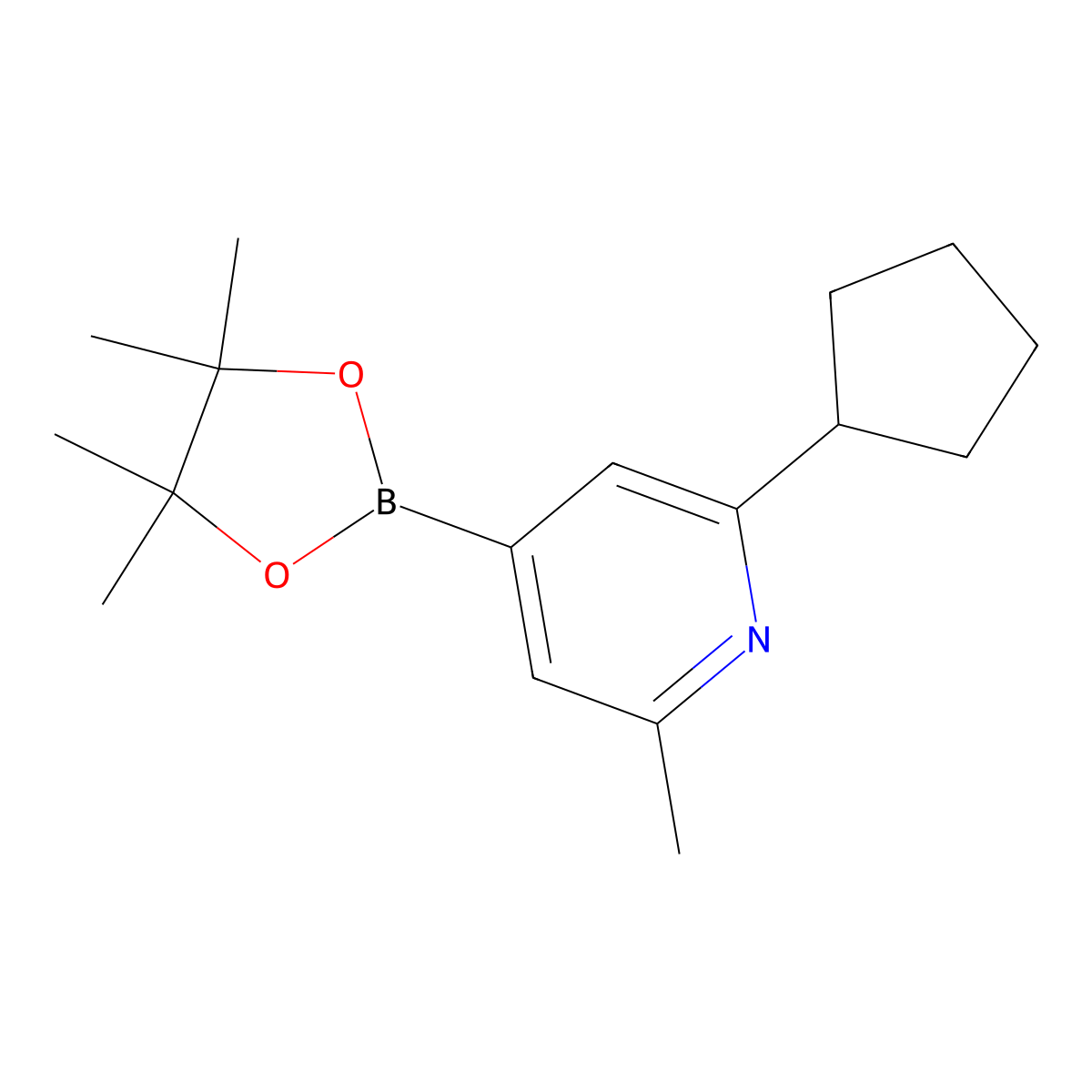 2-Cyclopentyl-6-methyl-4-(4,4,5,5-tetramethyl-1,3,2-dioxaborolan-2-yl)pyridine molecular structure, CAS 2460671-76-3