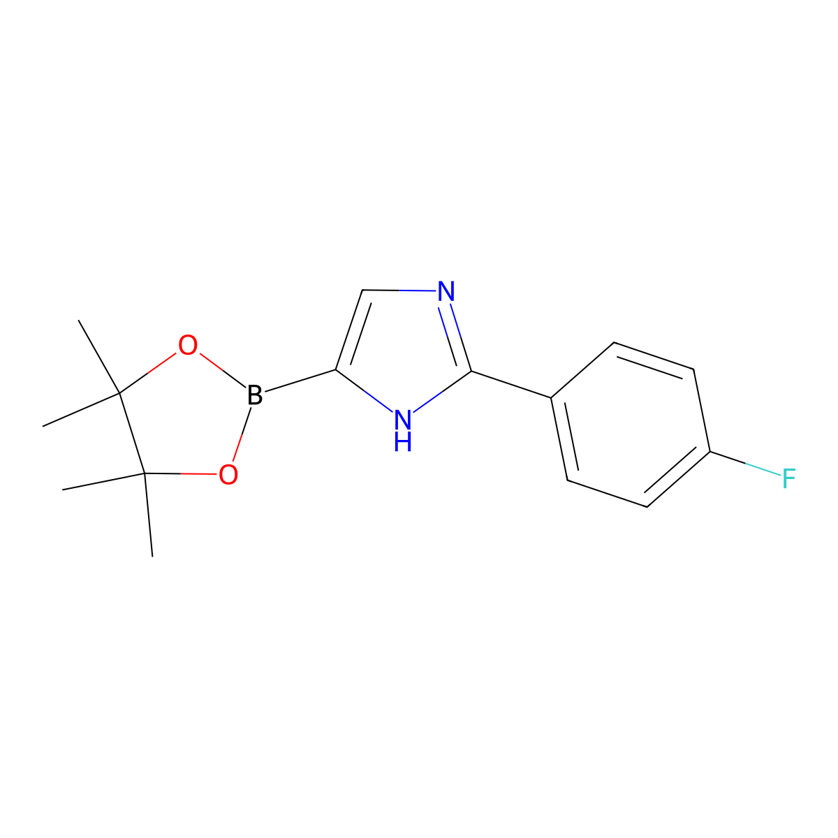 2-(4-fluorophenyl)-4-(4,4,5,5-tetramethyl-1,3,2-dioxaborolan-2-yl)-1H-imidazole molecular structure, CAS 2460671-78-5