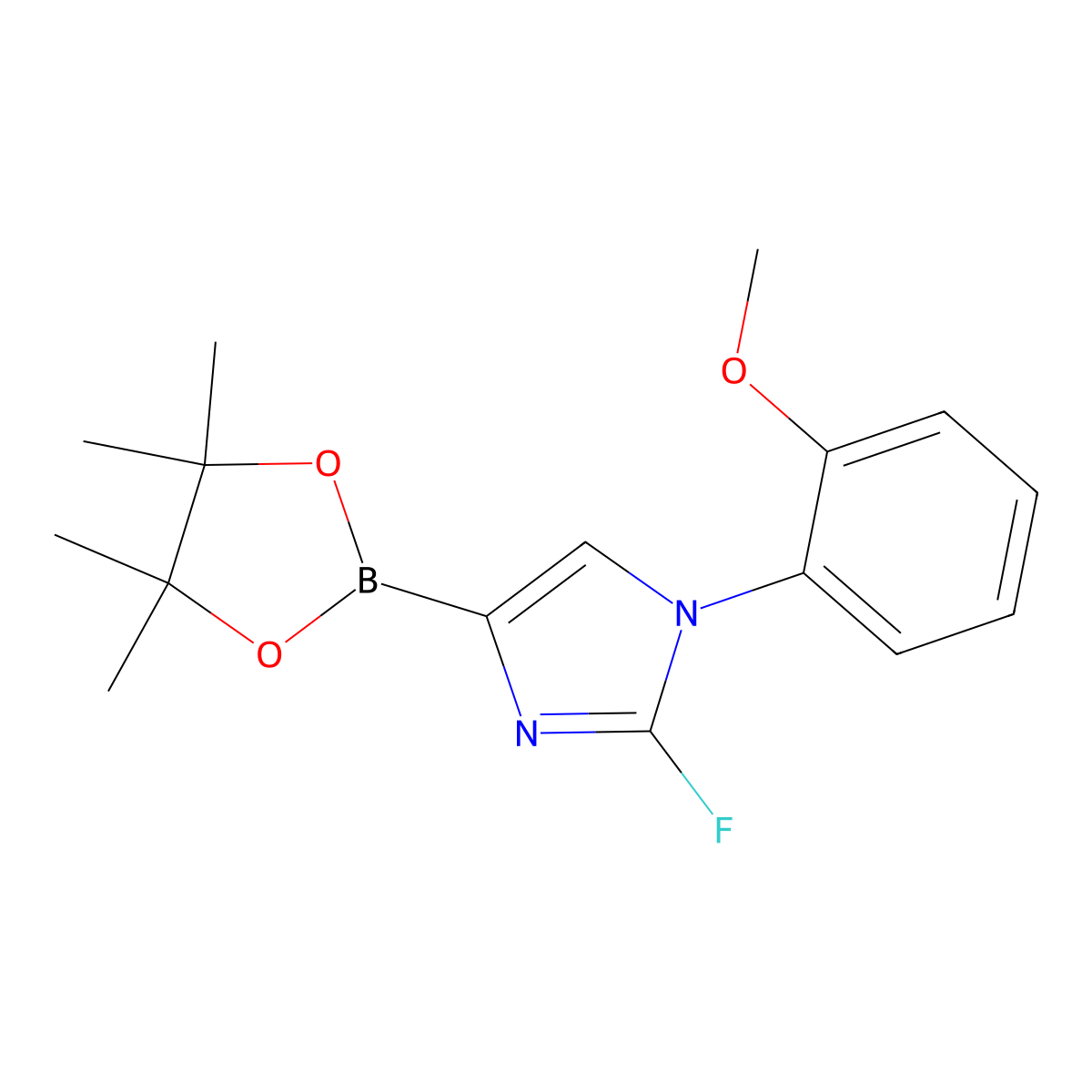 2-fluoro-1-(2-methoxyphenyl)-4-(4,4,5,5-tetramethyl-1,3,2-dioxaborolan-2-yl)-1H-imidazole molecular structure, CAS 2460671-80-9