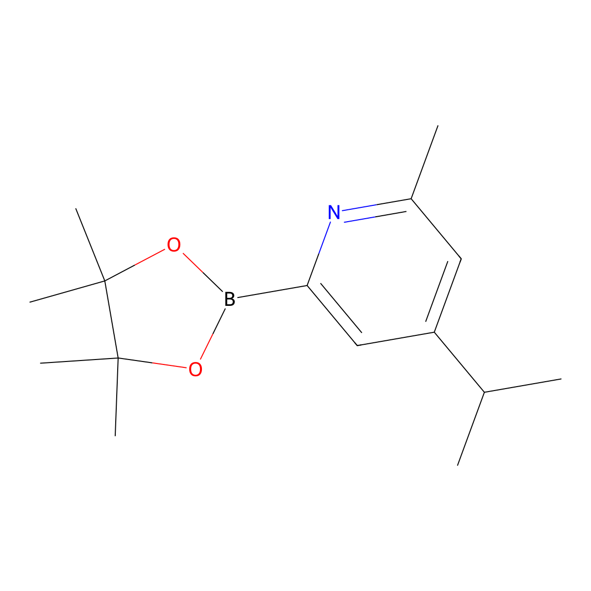 4-Isopropyl-2-methyl-6-(4,4,5,5-tetramethyl-1,3,2-dioxaborolan-2-yl)pyridine molecular structure, CAS 2460671-82-1