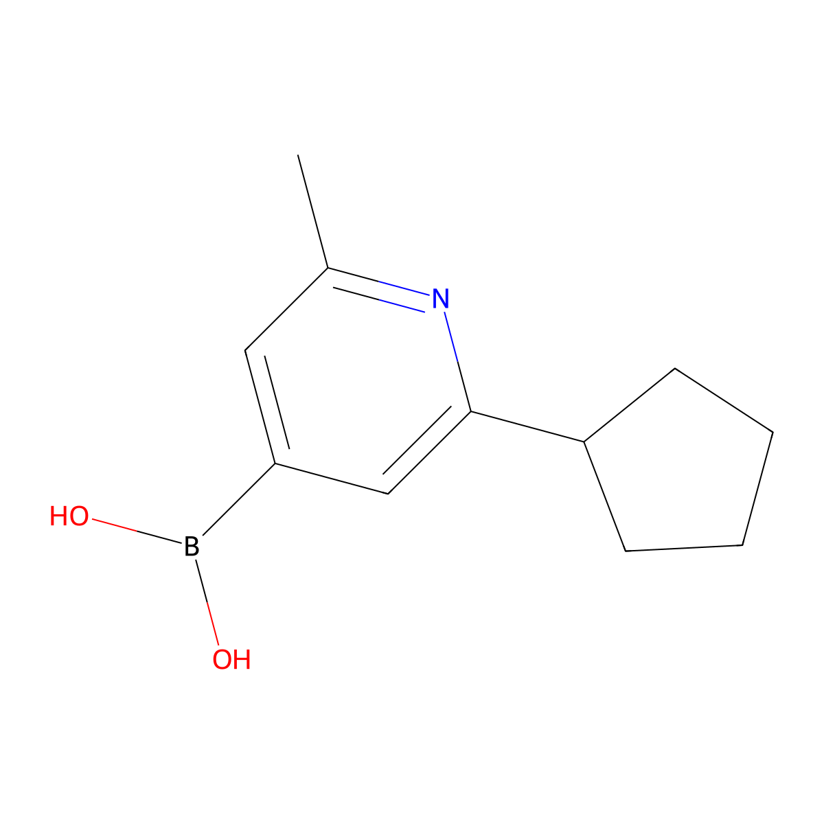 (2-Cyclopentyl-6-methylpyridin-4-yl)boronic acid molecular structure, CAS 2460671-83-2