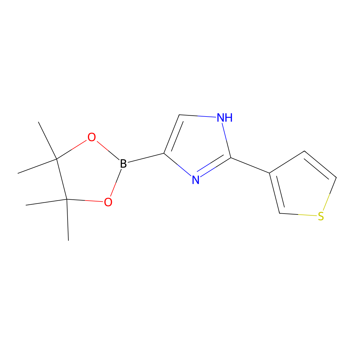 4-(4,4,5,5-tetramethyl-1,3,2-dioxaborolan-2-yl)-2-(thiophen-3-yl)-1H-imidazole molecular structure, CAS 2460671-84-3