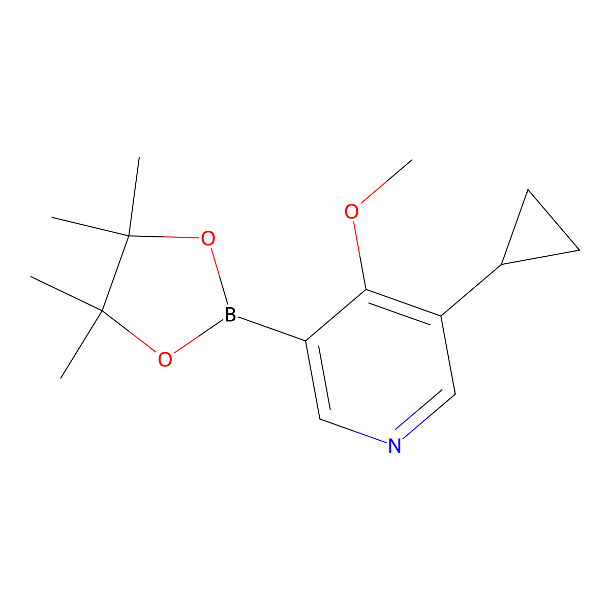 3-Cyclopropyl-4-methoxy-5-(4,4,5,5-tetramethyl-1,3,2-dioxaborolan-2-yl)pyridine molecular structure, CAS 2460671-85-4
