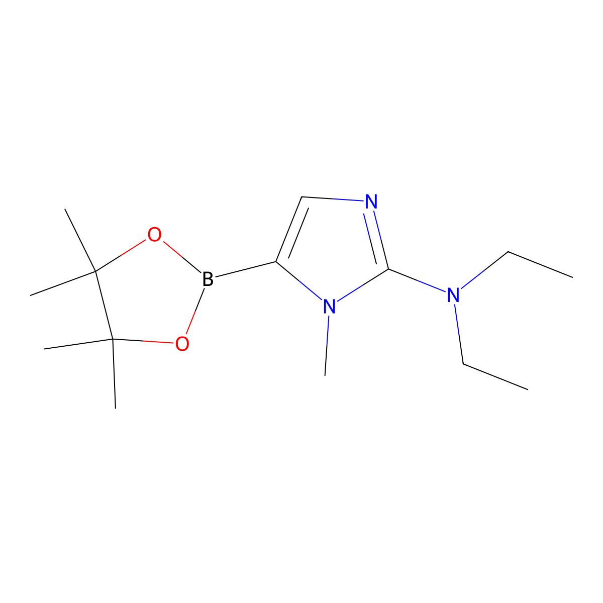 N,N-diethyl-1-methyl-5-(4,4,5,5-tetramethyl-1,3,2-dioxaborolan-2-yl)-1H-imidazol-2-amine molecular structure, CAS 2460671-89-8