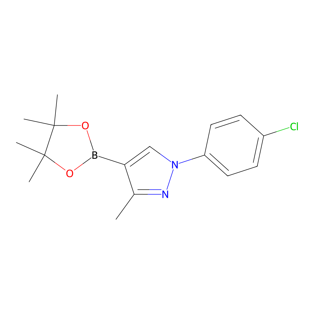 1-(4-chlorophenyl)-3-methyl-4-(4,4,5,5-tetramethyl-1,3,2-dioxaborolan-2-yl)-1H-pyrazole molecular structure, CAS 2460671-91-2