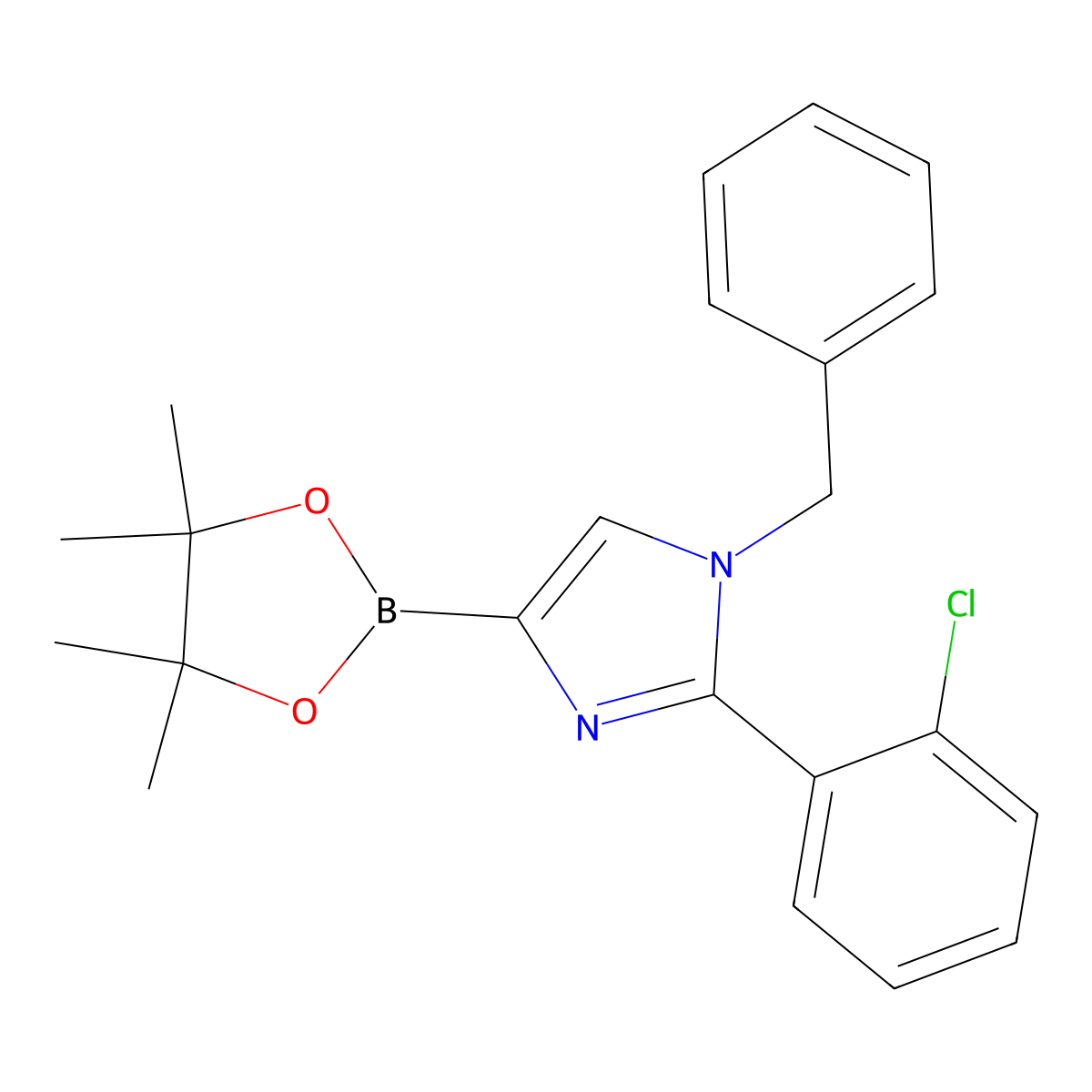 1-benzyl-2-(2-chlorophenyl)-4-(4,4,5,5-tetramethyl-1,3,2-dioxaborolan-2-yl)-1H-imidazole molecular structure, CAS 2460671-98-9