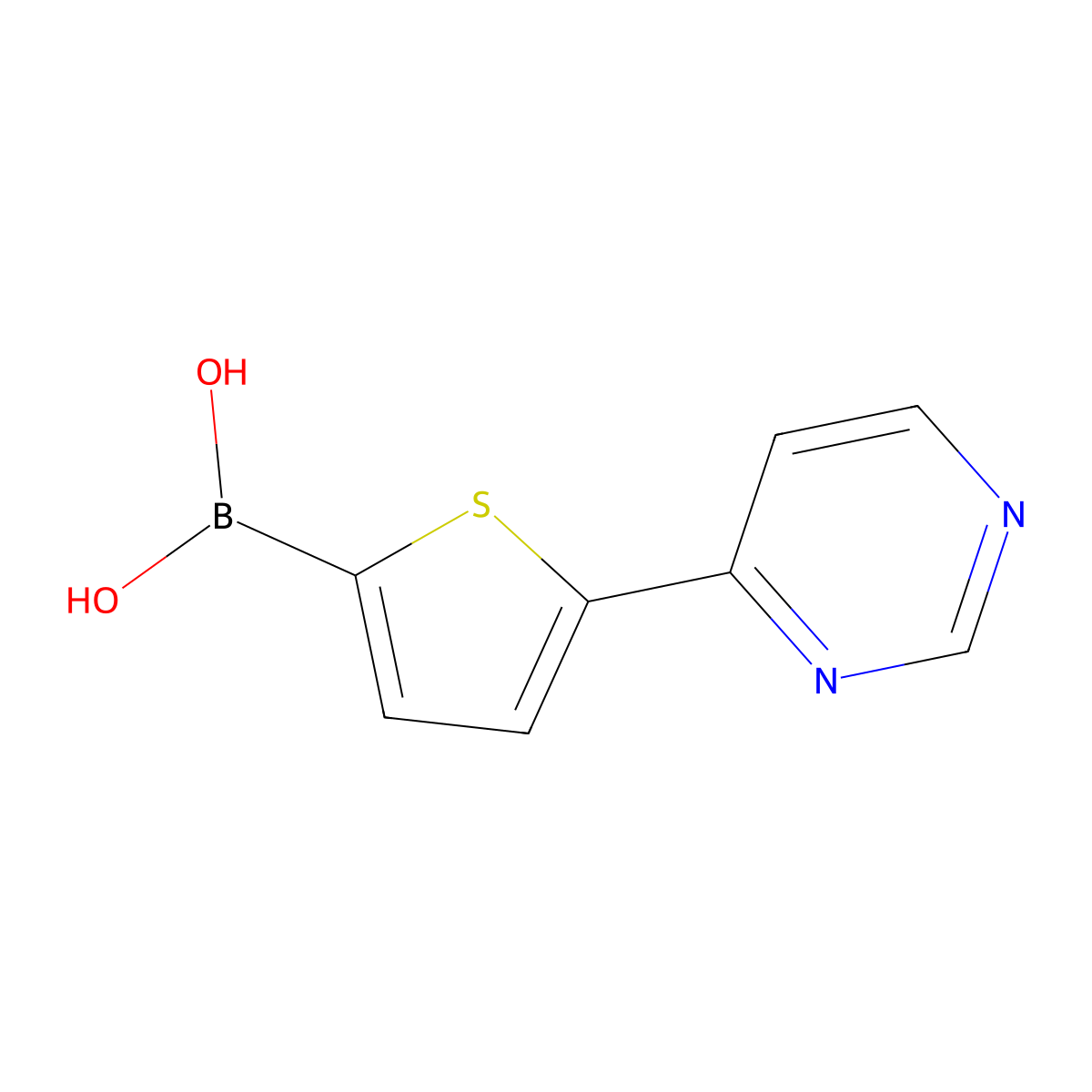 (5-(Pyrimidin-4-yl)thiophen-2-yl)boronic acid molecular structure, CAS 2460672-00-6