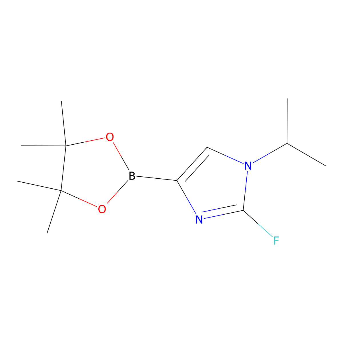 2-fluoro-1-isopropyl-4-(4,4,5,5-tetramethyl-1,3,2-dioxaborolan-2-yl)-1H-imidazole molecular structure, CAS 2460672-06-2