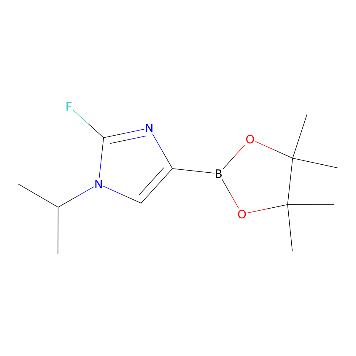 2-fluoro-1-isopropyl-4-(4,4,5,5-tetramethyl-1,3,2-dioxaborolan-2-yl)-1H-imidazole molecular structure, CAS 2460672-06-2