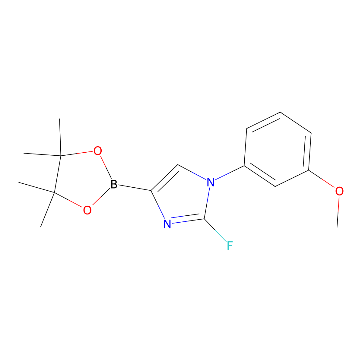 2-fluoro-1-(3-methoxyphenyl)-4-(4,4,5,5-tetramethyl-1,3,2-dioxaborolan-2-yl)-1H-imidazole molecular structure, CAS 2460672-07-3