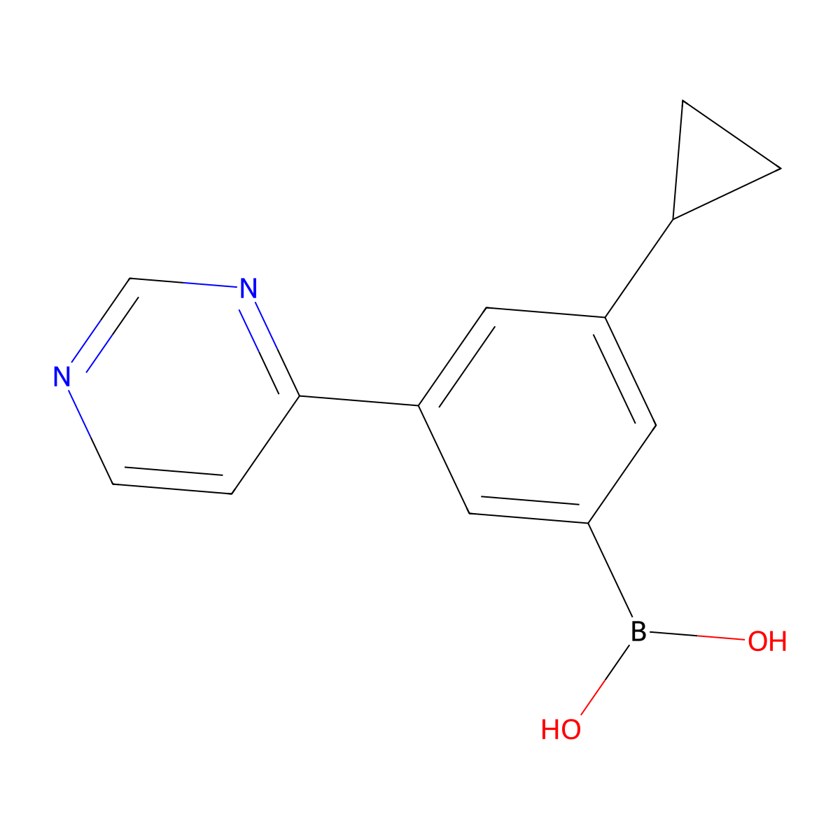 4-(3-Cyclopropyl-5-(di(l1-oxidanyl)boranyl)phenyl)pyrimidine molecular structure, CAS 2460672-11-9