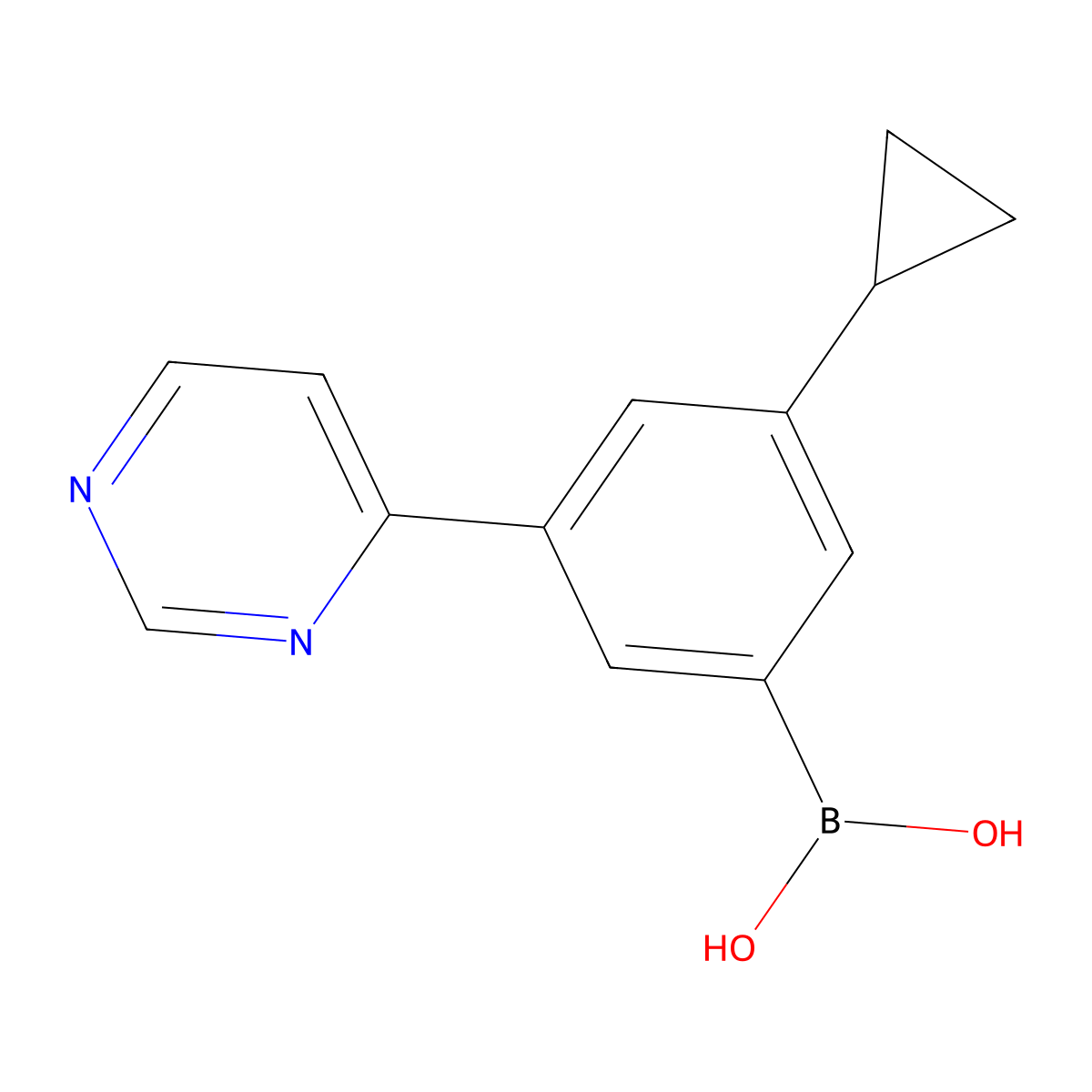 4-(3-Cyclopropyl-5-(di(l1-oxidanyl)boranyl)phenyl)pyrimidine molecular structure, CAS 2460672-11-9