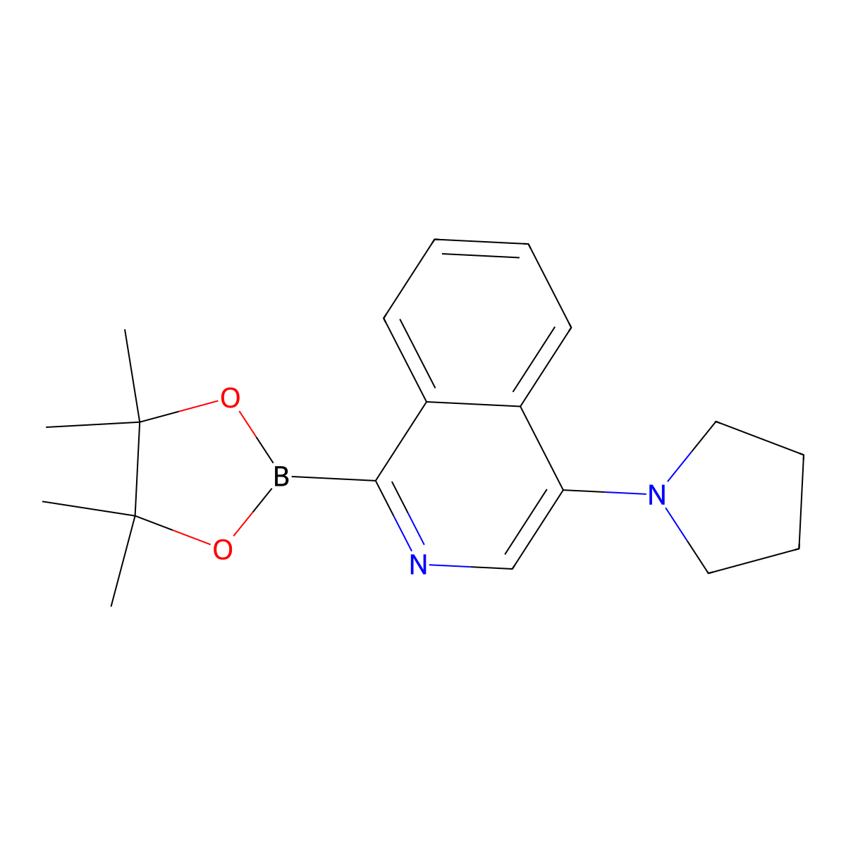 4-(Pyrrolidin-1-yl)-1-(4,4,5,5-tetramethyl-1,3,2-dioxaborolan-2-yl)isoquinoline molecular structure, CAS 2460672-12-0