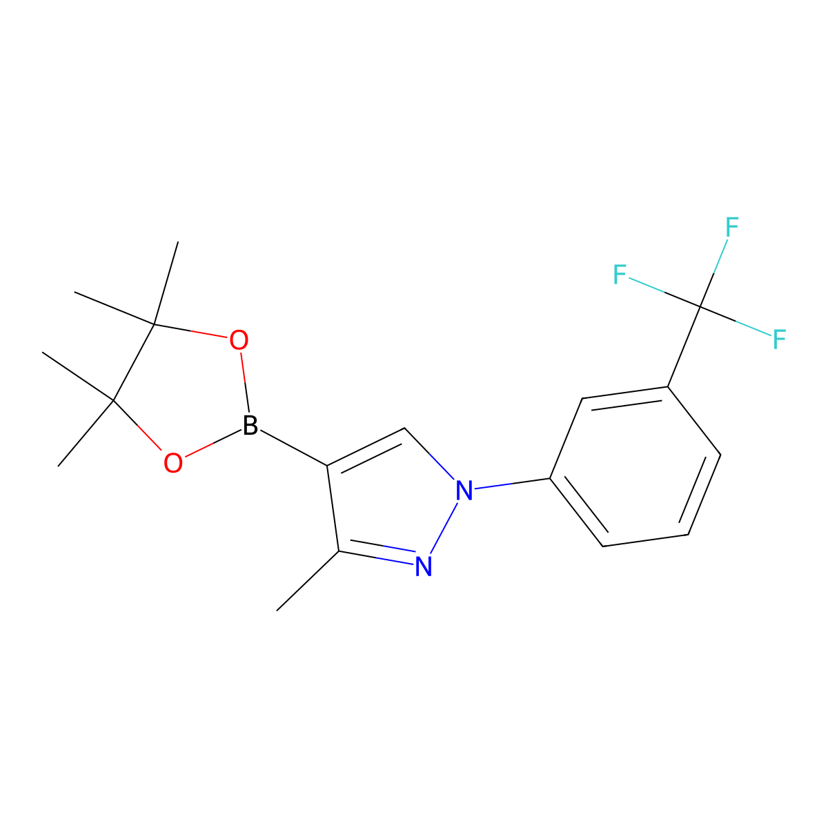3-methyl-4-(4,4,5,5-tetramethyl-1,3,2-dioxaborolan-2-yl)-1-(3-(trifluoromethyl)phenyl)-1H-pyrazole molecular structure, CAS 2460672-14-2