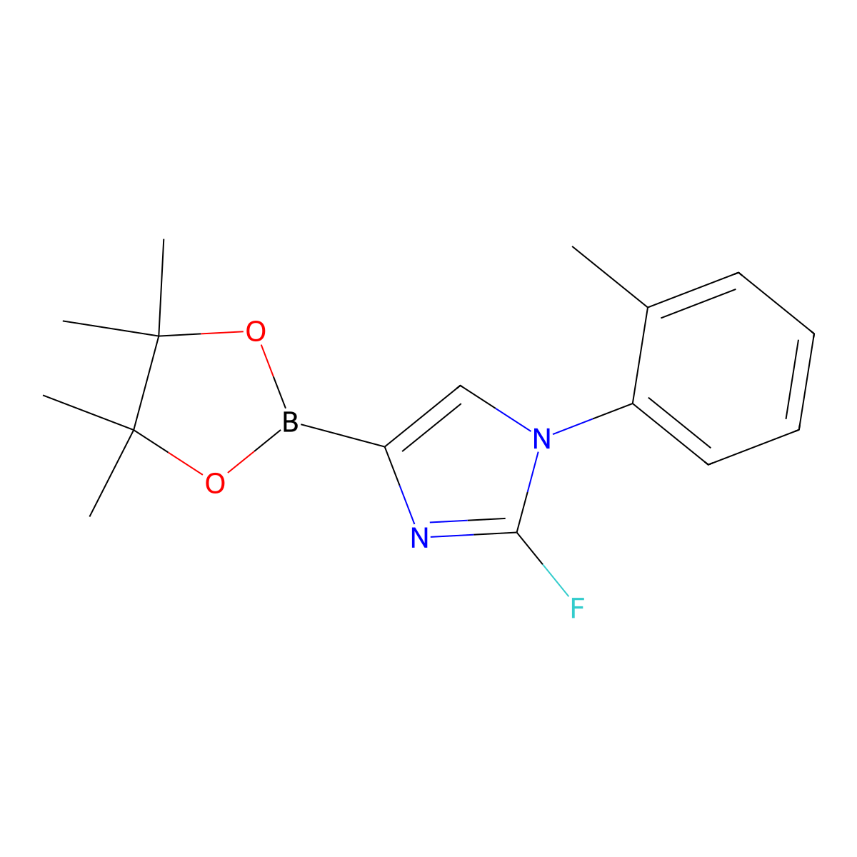 2-fluoro-4-(4,4,5,5-tetramethyl-1,3,2-dioxaborolan-2-yl)-1-(o-tolyl)-1H-imidazole molecular structure, CAS 2460672-18-6