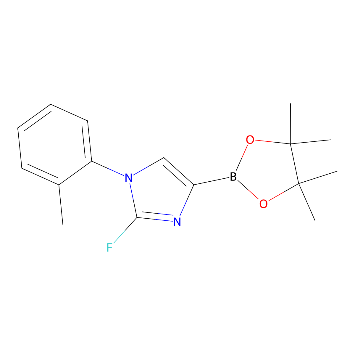 2-fluoro-4-(4,4,5,5-tetramethyl-1,3,2-dioxaborolan-2-yl)-1-(o-tolyl)-1H-imidazole molecular structure, CAS 2460672-18-6