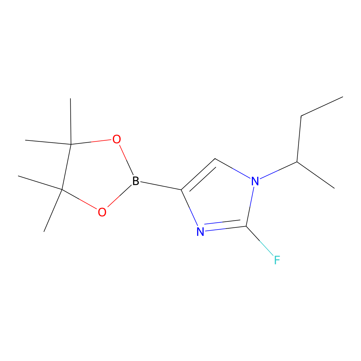 1-(sec-butyl)-2-fluoro-4-(4,4,5,5-tetramethyl-1,3,2-dioxaborolan-2-yl)-1H-imidazole molecular structure, CAS 2460672-20-0