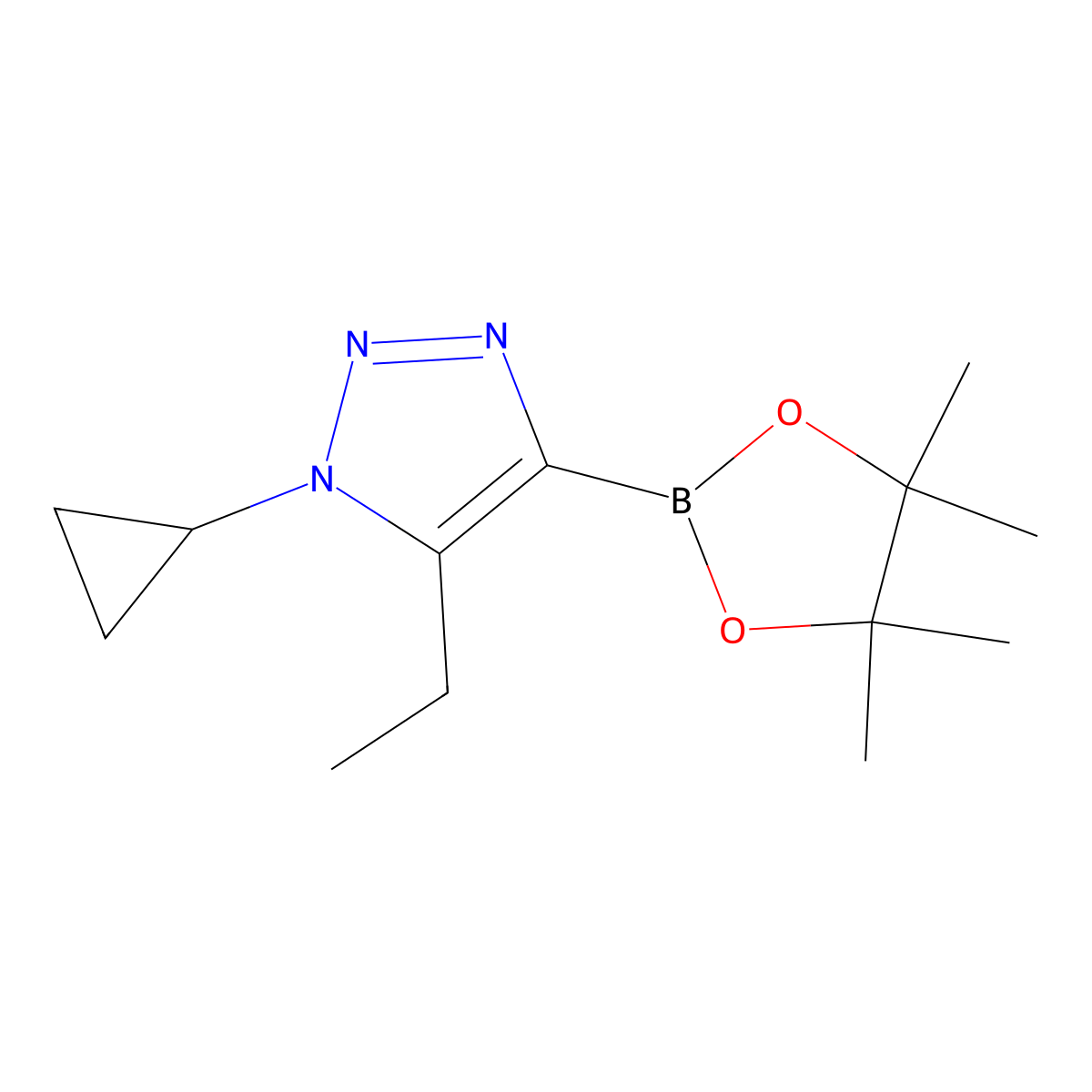 1-cyclopropyl-5-ethyl-4-(4,4,5,5-tetramethyl-1,3,2-dioxaborolan-2-yl)-1H-1,2,3-triazole molecular structure, CAS 2460672-21-1