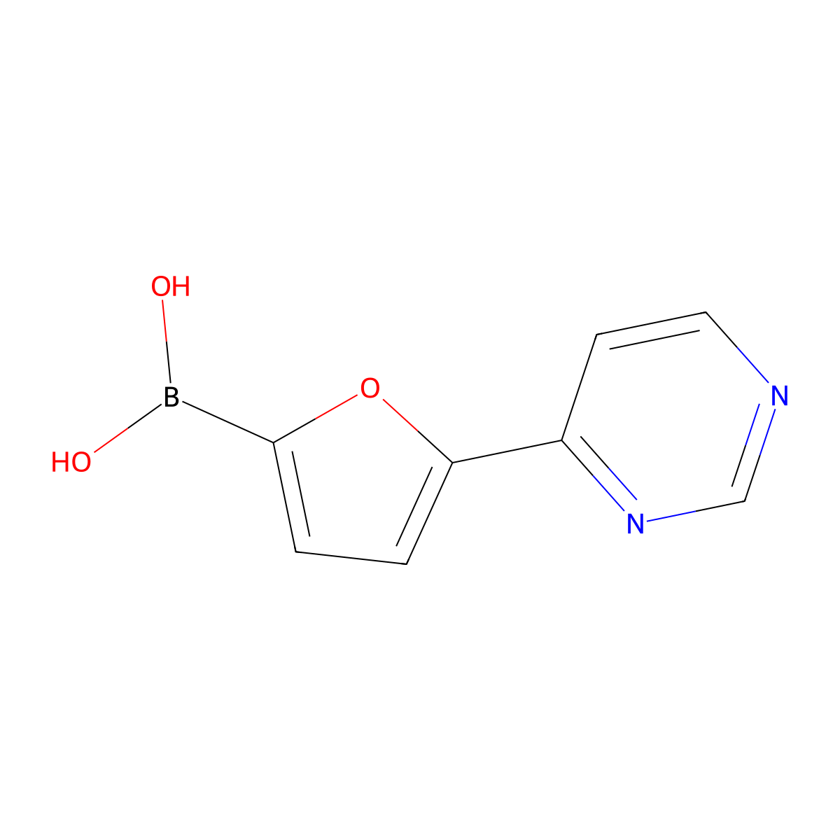 (5-(Pyrimidin-4-yl)furan-2-yl)boronic acid molecular structure, CAS 2460672-22-2