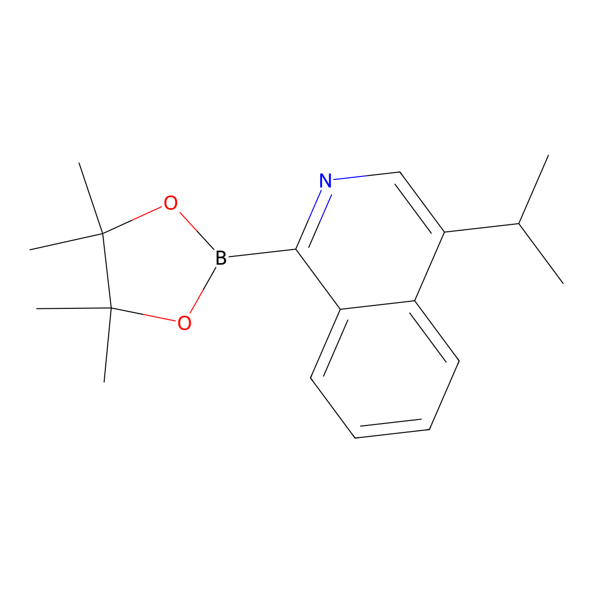 4-Isopropyl-1-(4,4,5,5-tetramethyl-1,3,2-dioxaborolan-2-yl)isoquinoline molecular structure, CAS 2460672-23-3