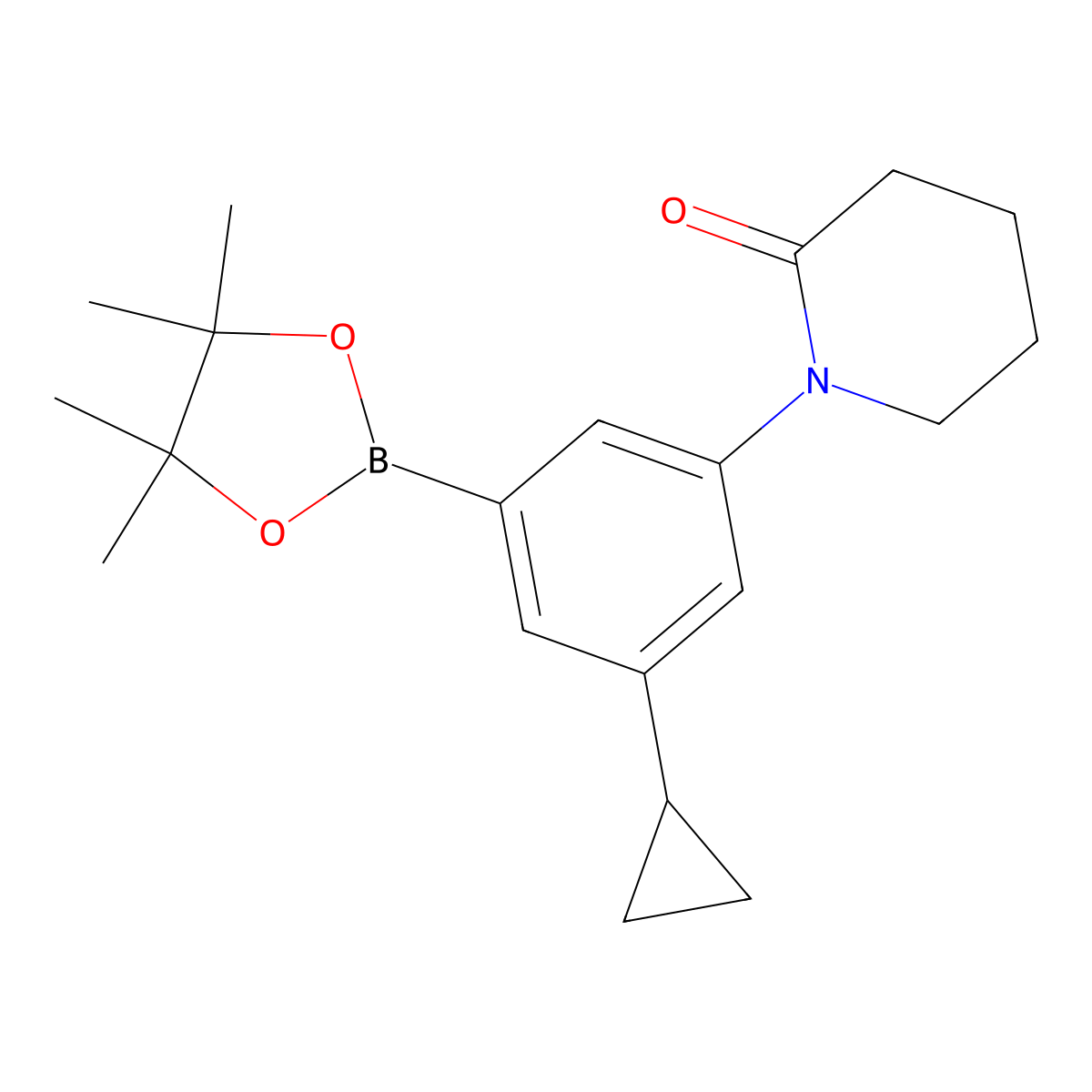 1-(3-Cyclopropyl-5-(4,4,5,5-tetramethyl-1,3,2-dioxaborolan-2-yl)phenyl)piperidin-2-one molecular structure, CAS 2460672-37-9