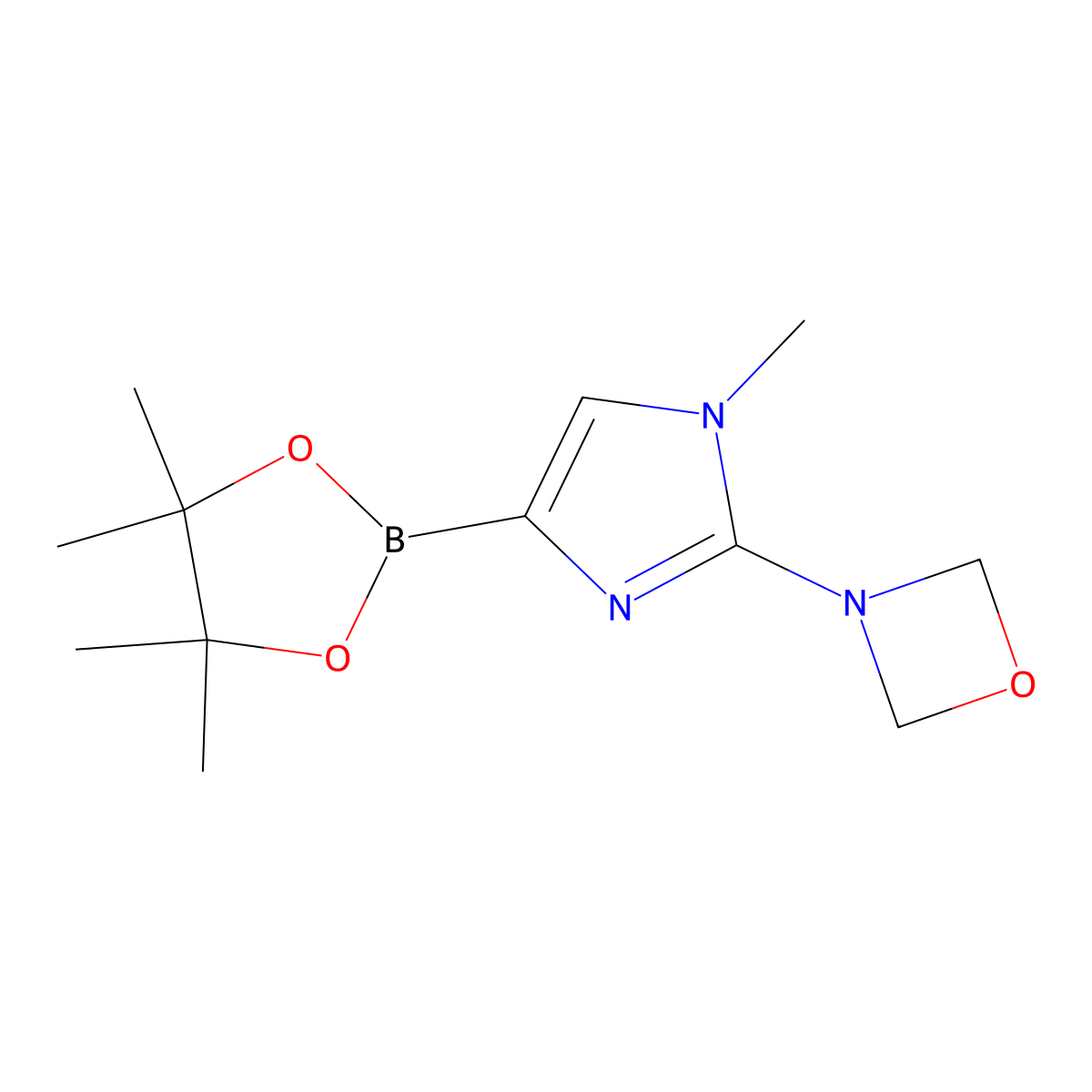 3-(1-methyl-4-(4,4,5,5-tetramethyl-1,3,2-dioxaborolan-2-yl)-1H-imidazol-2-yl)-1,3-oxazetidine molecular structure, CAS 2460672-39-1