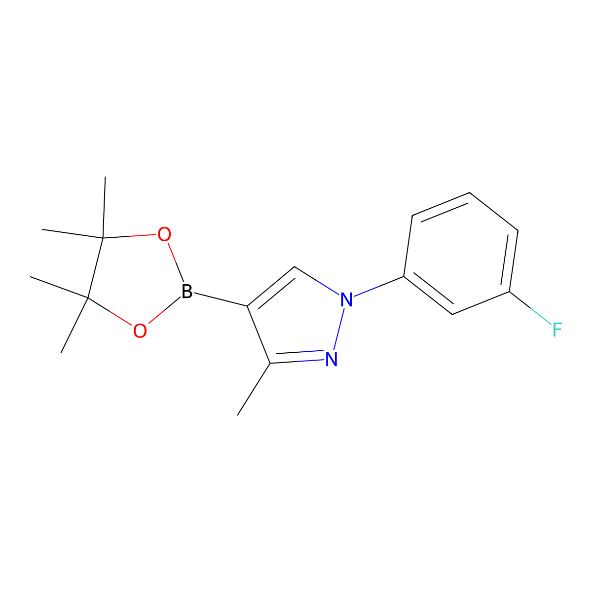 1-(3-fluorophenyl)-3-methyl-4-(4,4,5,5-tetramethyl-1,3,2-dioxaborolan-2-yl)-1H-pyrazole molecular structure, CAS 2460672-40-4