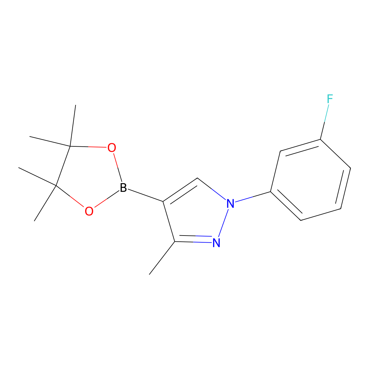 1-(3-fluorophenyl)-3-methyl-4-(4,4,5,5-tetramethyl-1,3,2-dioxaborolan-2-yl)-1H-pyrazole molecular structure, CAS 2460672-40-4
