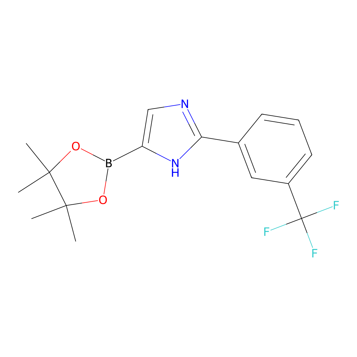 4-(4,4,5,5-tetramethyl-1,3,2-dioxaborolan-2-yl)-2-(3-(trifluoromethyl)phenyl)-1H-imidazole molecular structure, CAS 2460672-45-9