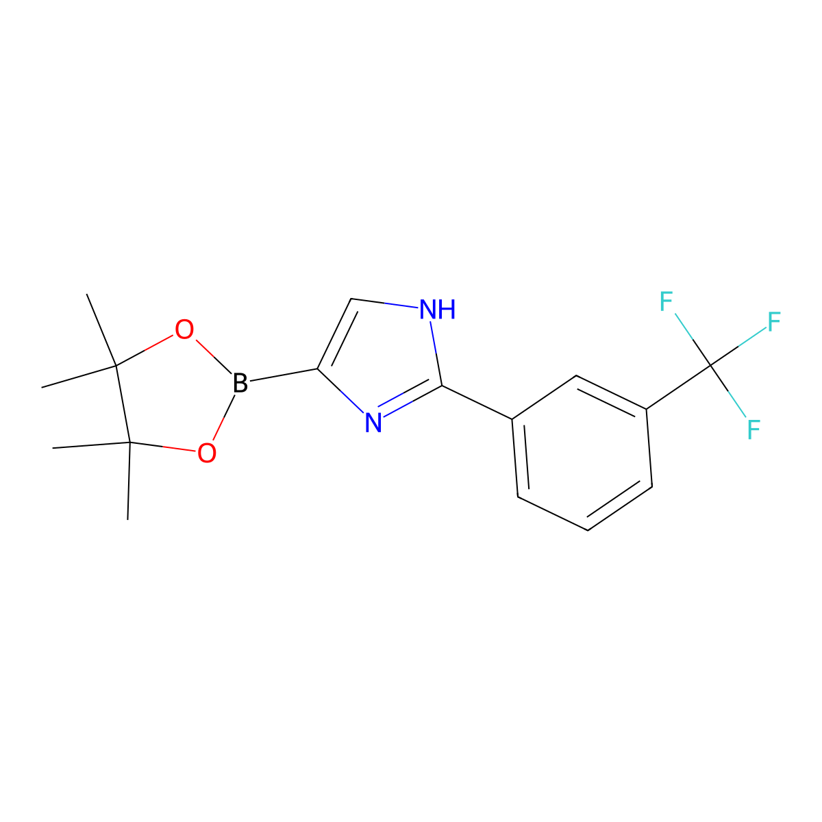 4-(4,4,5,5-tetramethyl-1,3,2-dioxaborolan-2-yl)-2-(3-(trifluoromethyl)phenyl)-1H-imidazole molecular structure, CAS 2460672-45-9