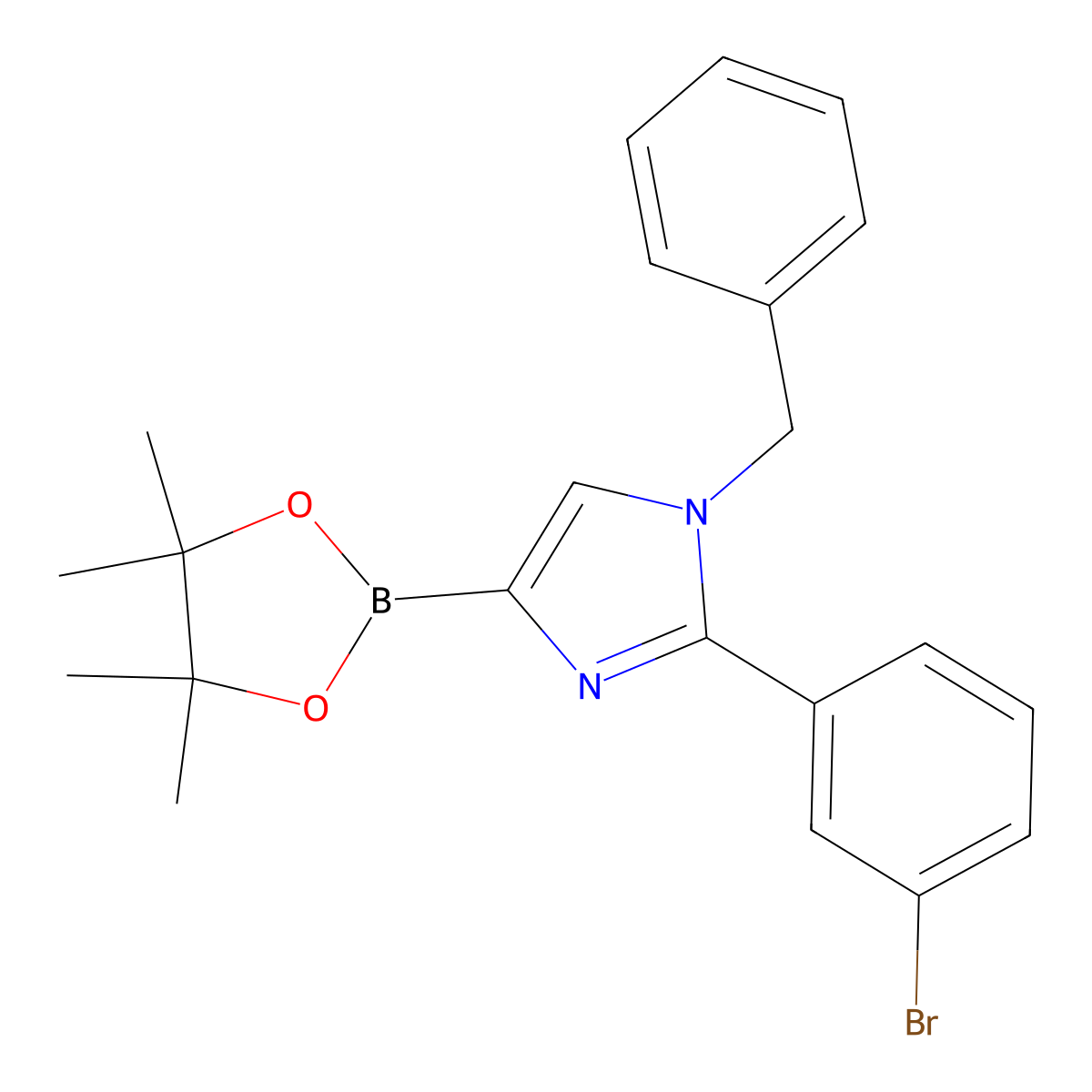 1-benzyl-2-(3-bromophenyl)-4-(4,4,5,5-tetramethyl-1,3,2-dioxaborolan-2-yl)-1H-imidazole molecular structure, CAS 2460672-48-2