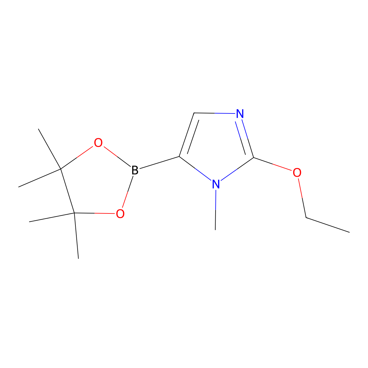 2-ethoxy-1-methyl-5-(4,4,5,5-tetramethyl-1,3,2-dioxaborolan-2-yl)-1H-imidazole molecular structure, CAS 2460672-50-6