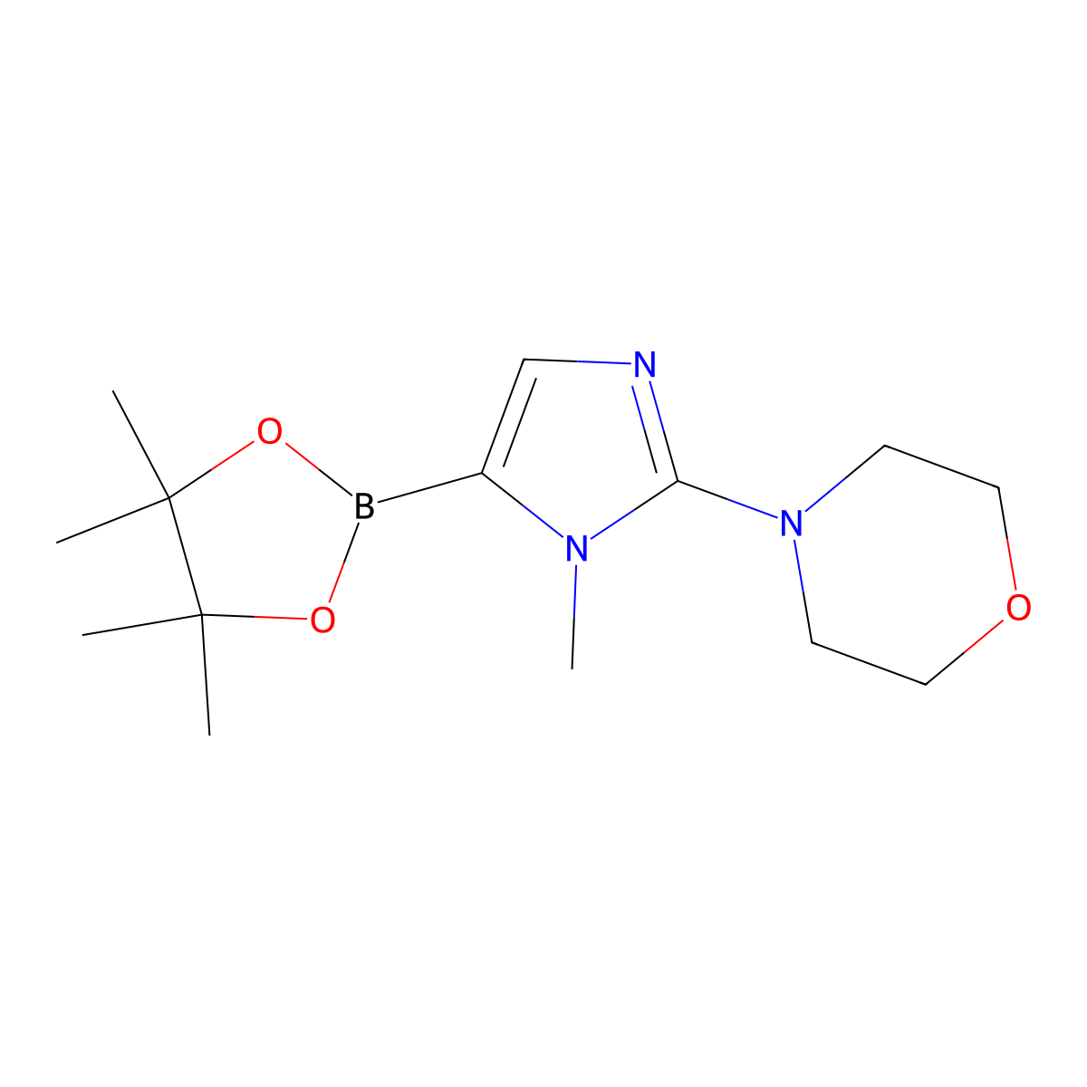 4-(1-methyl-5-(4,4,5,5-tetramethyl-1,3,2-dioxaborolan-2-yl)-1H-imidazol-2-yl)morpholine molecular structure, CAS 2460672-51-7