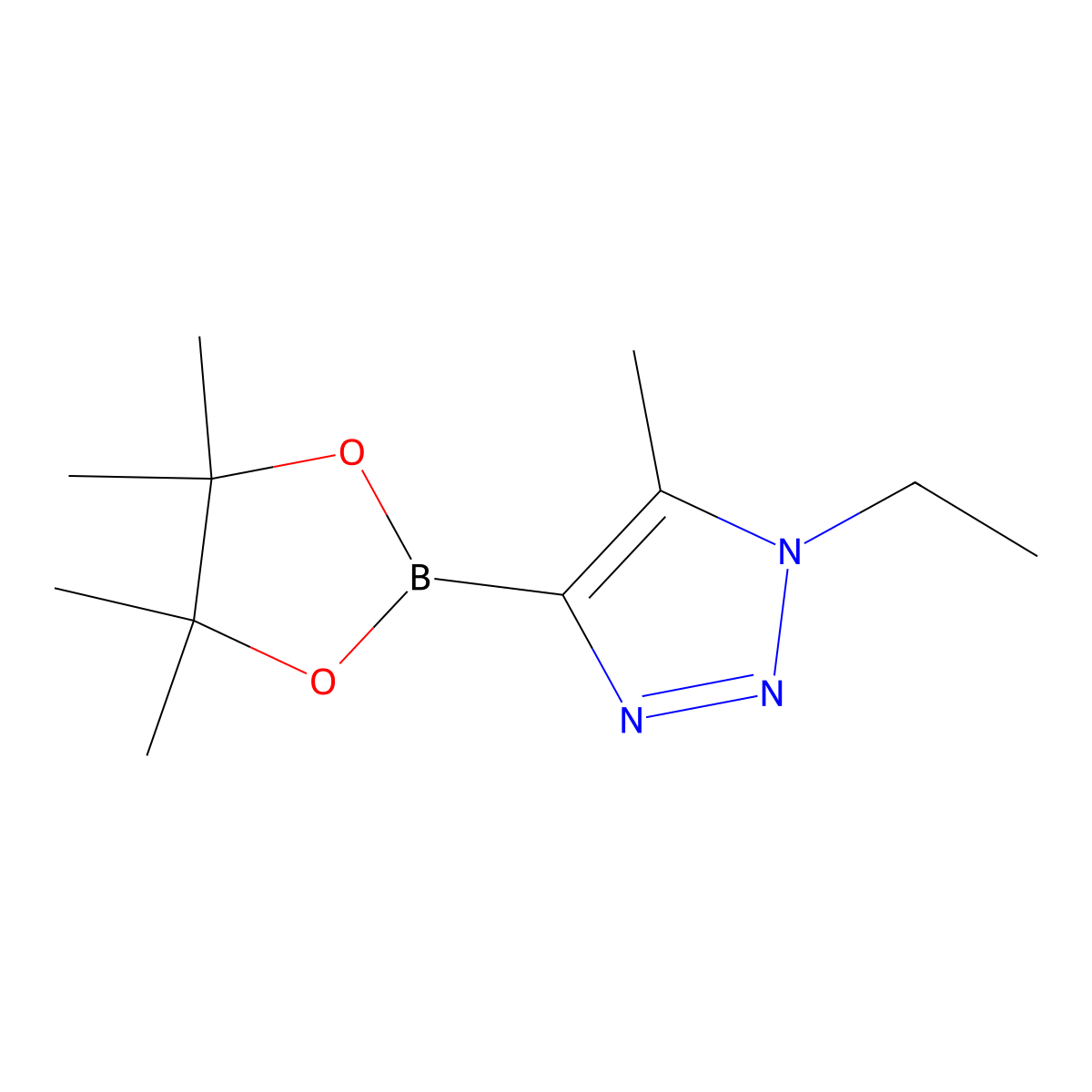 1-ethyl-5-methyl-4-(4,4,5,5-tetramethyl-1,3,2-dioxaborolan-2-yl)-1H-1,2,3-triazole molecular structure, CAS 2460672-57-3