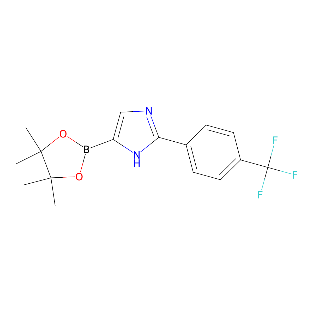 4-(4,4,5,5-tetramethyl-1,3,2-dioxaborolan-2-yl)-2-(4-(trifluoromethyl)phenyl)-1H-imidazole molecular structure, CAS 2460672-64-2