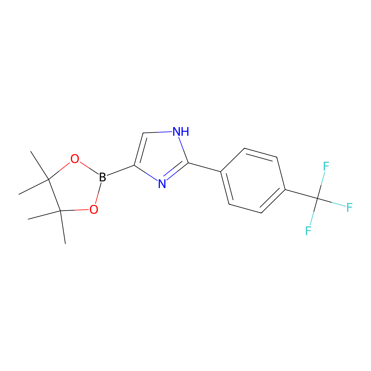 4-(4,4,5,5-tetramethyl-1,3,2-dioxaborolan-2-yl)-2-(4-(trifluoromethyl)phenyl)-1H-imidazole molecular structure, CAS 2460672-64-2