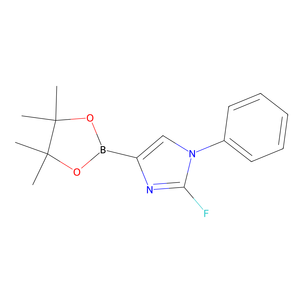 2-fluoro-1-phenyl-4-(4,4,5,5-tetramethyl-1,3,2-dioxaborolan-2-yl)-1H-imidazole molecular structure, CAS 2460672-65-3